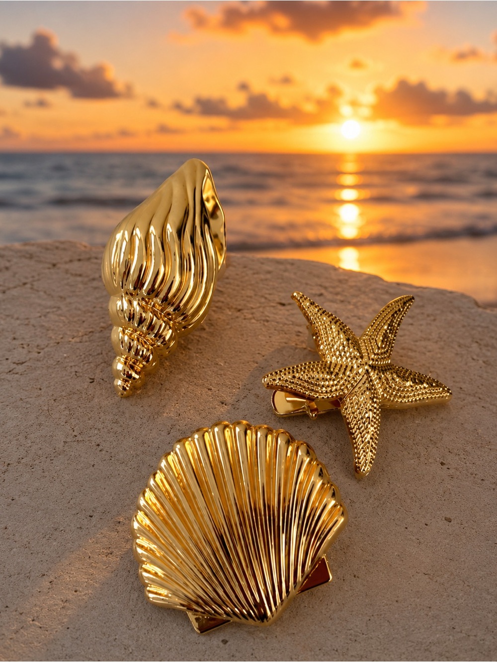 Set of three gold tone hair clips for ONE piece